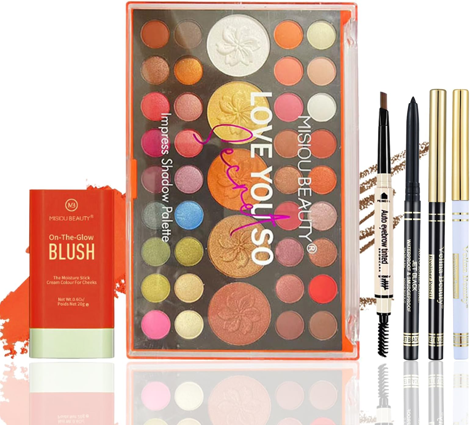 RoseFlower Professional Makeup Set, Essential Make up Starter Set Make-up Gift Sets with 41 Colors Matte Glitter Eyeshadow Palette Blush Eyebrow Pencil Eyeliner, Travel Makeup Kit