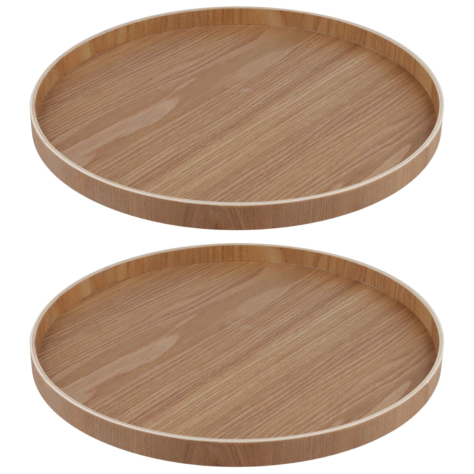 JEUIHAU Confezione da 2 vassoi rotondi in legno, 30 cm, rustici, decorativi in legno, per decorare tavolini da caffè, organizer in soggiorno
