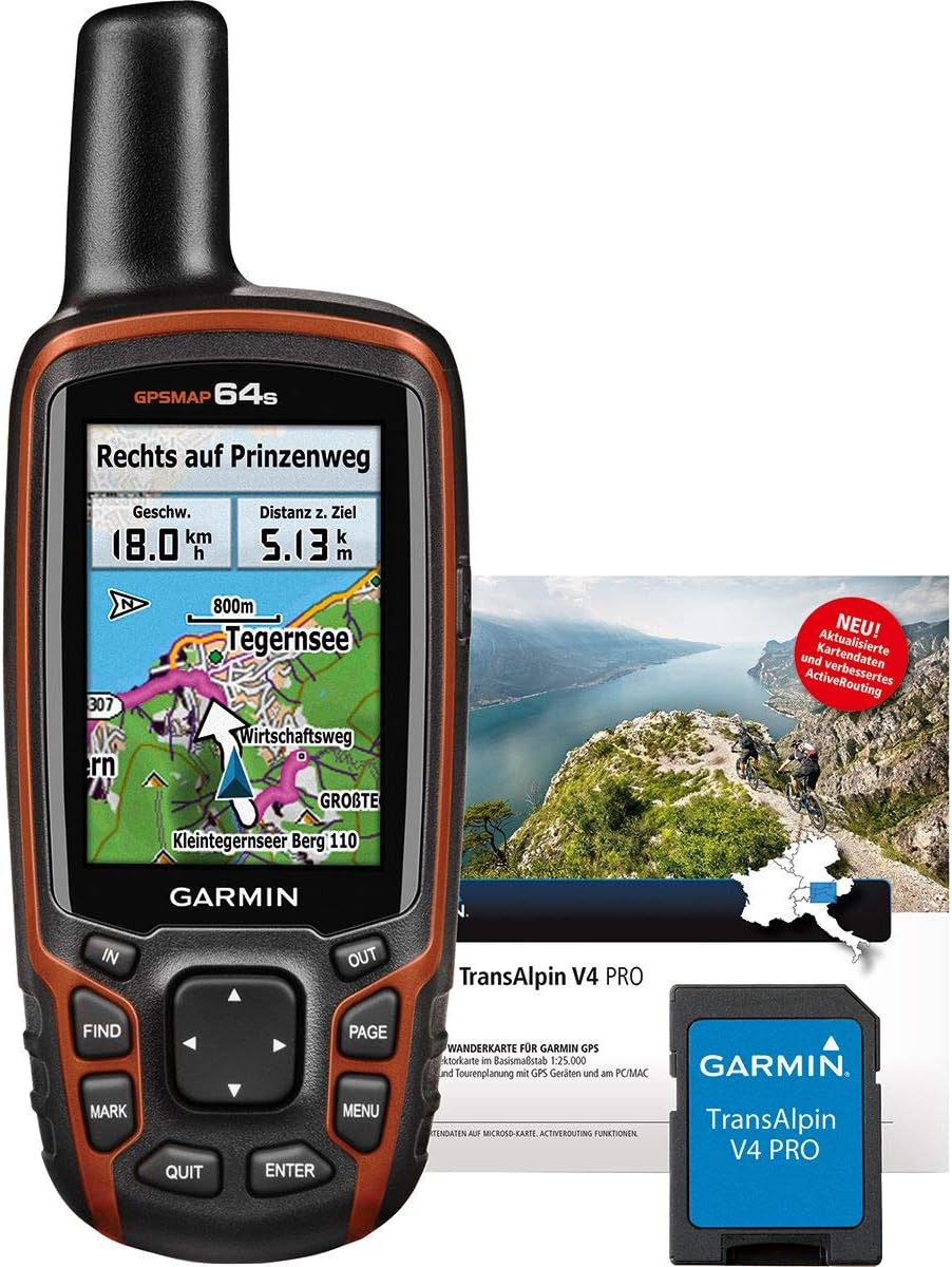 Garmin Gpsmap 64s + Topo Transalpin+ Navigation Hand-Held Device, Black/Orange, M