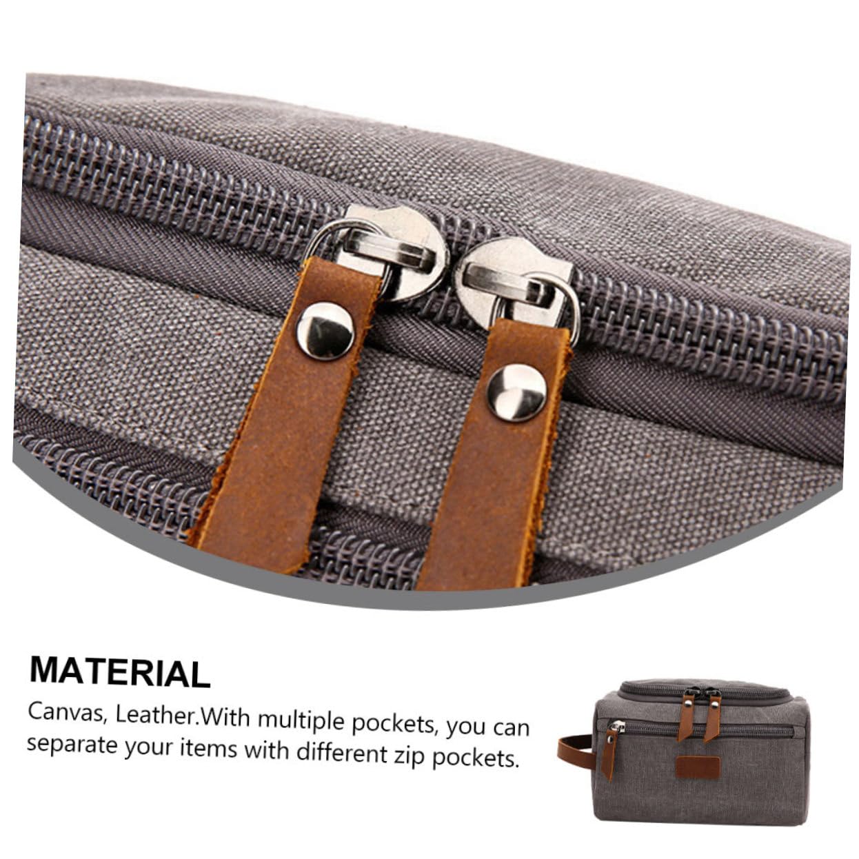Bolsa de Lavado de Viaje Portátil para Hombre y Mujer, Lona Cuero