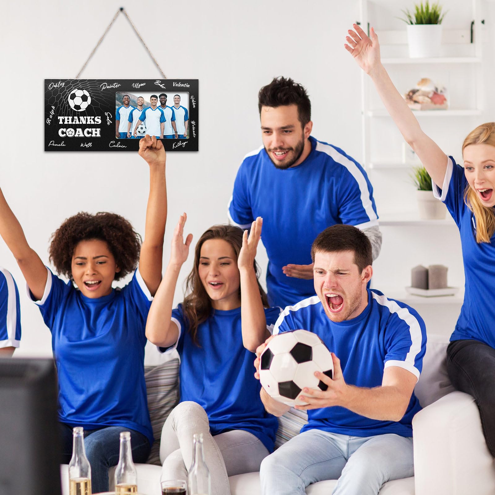 Fußball-Bilderrahmen 'Thank You Coach' – Holzrahmen Für 10x15 Cm Fotos, Wand- Oder Tischfähig