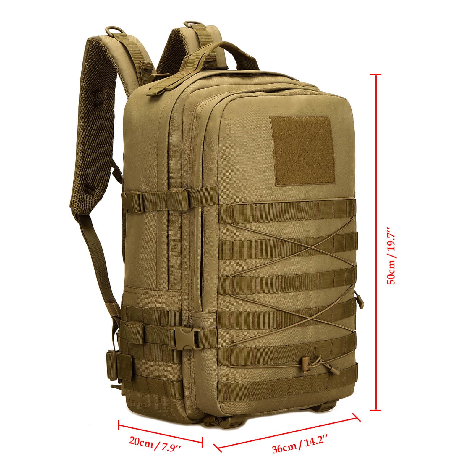 Sac à dos tactique 45 L pour homme, résistant à l'eau, sac à dos militaire MOLLE 600D, grand sac à dos de randonnée avec compartiment pour ordinateur portable de 17", sac à dos de voyage pour trekking