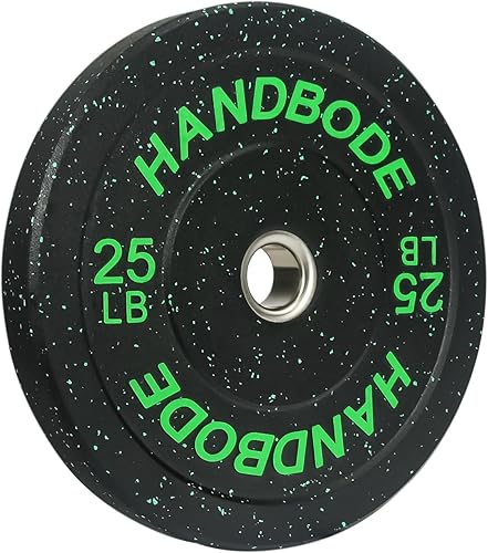Miniatura 5 de Handbode Placas de parachoques para pesas olímpicas de alto rebote, placa de goma de color para levantamiento de pesas y entrenamiento de fuerza