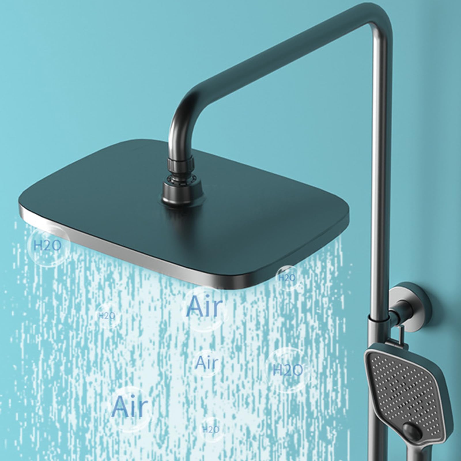 Sistema Doccia termostatico, Set Tasti Pianoforte con soffione a Pioggia, doccetta, beccuccio per Vasca e doccetta per Bidet, Display Digitale, Miscelatore in Ottone (Cromo)