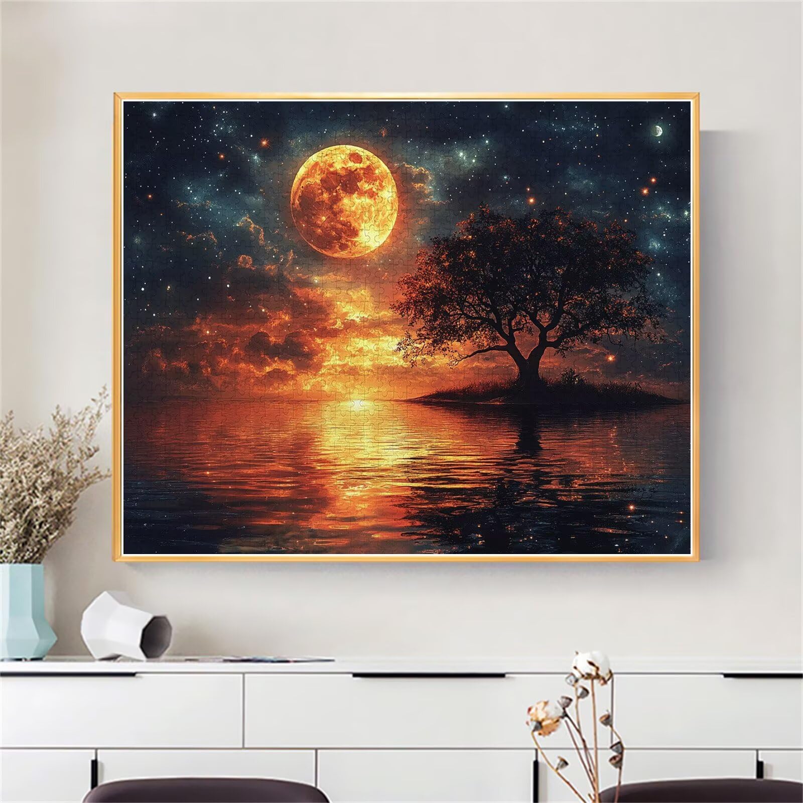 Mond Puzzle für Erwachsene Kinder Anspruchsvoll 5000 Teile Impossible Klassische Puzzles Schwer Sternenhimmel ab 8 9 10 Jahre für Mädchen Jungen Jigsaw Kunst Educa, für Geschenke 105x156cm t-997