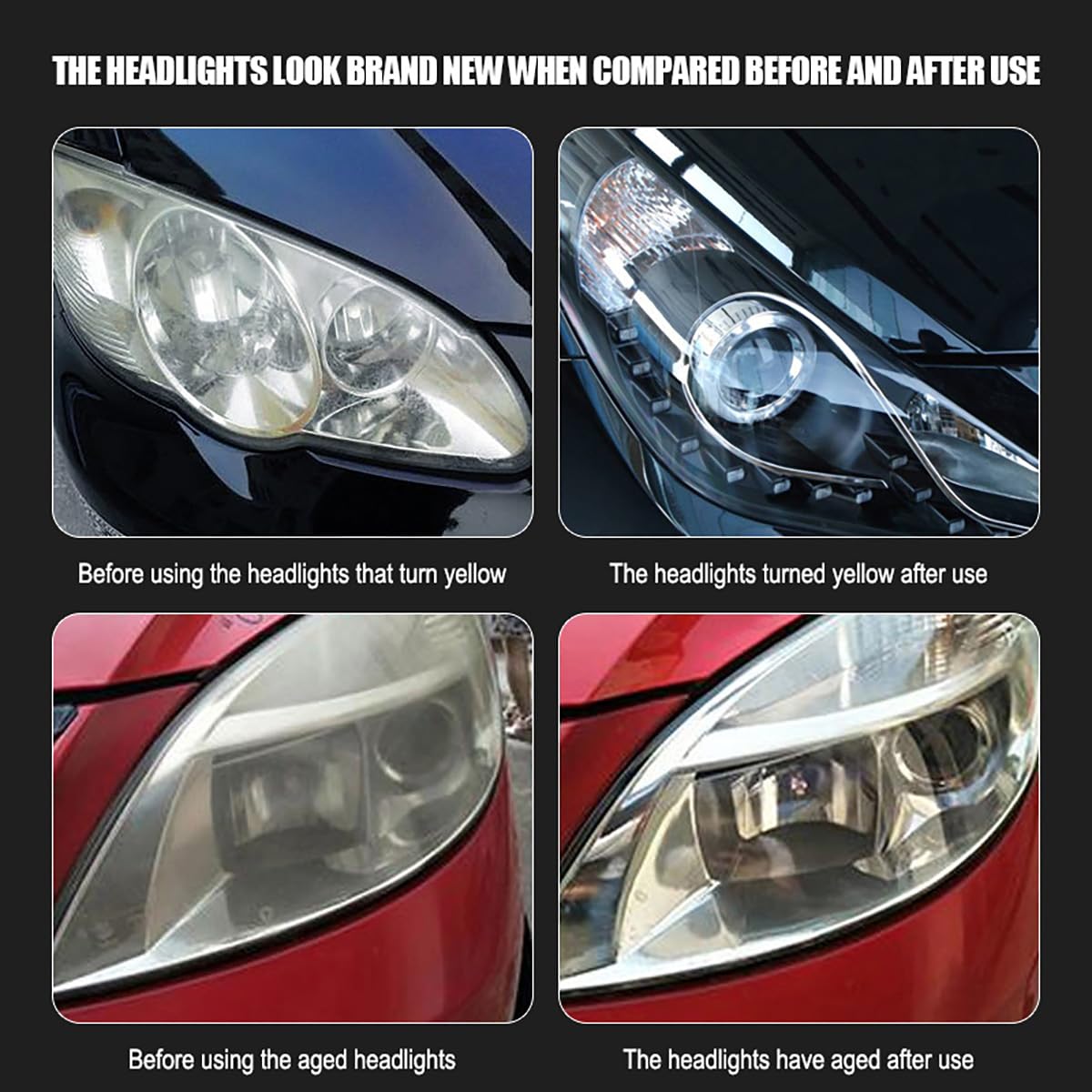 Headlight Restoration Kit, Scheinwerfer Reparatur Flüssigkeit Set 180ml, Scheinwerfer Spray, Pro Scheinwerfer-Regenerationsmittel, Auto Scheinwerfer Politur Spray Für Hellere, Klarere Sicht (3 PCS)