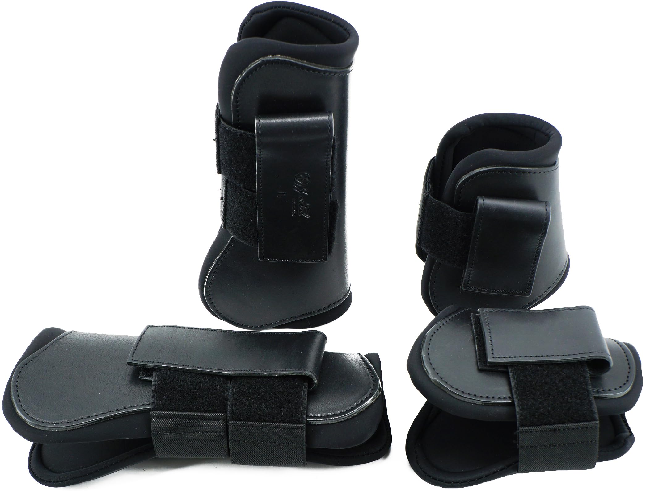 Cavallo Spazzola per tendini stivali ghette protettori open Front & Fetlock Barca | Attrezzature protettive e attrezzature per allenamento | 4 Set (nero, Cob (medio)