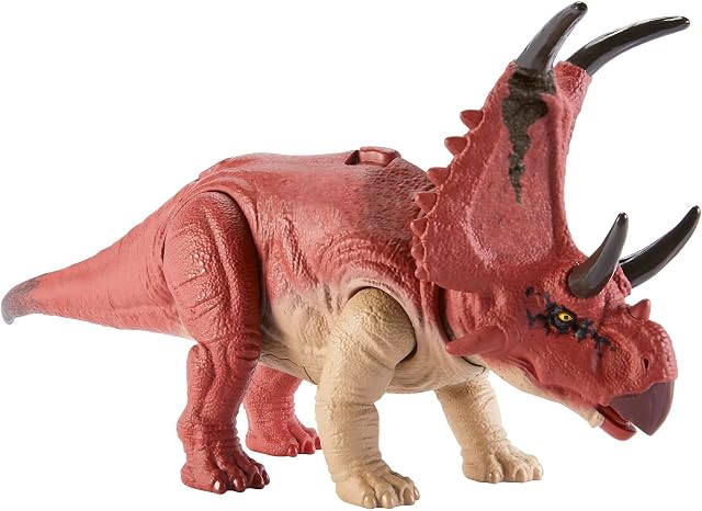 Jurassic World Dominion Dinosaur Figure Diabloceratops Wild Roar with Sound & Attack Action, Medium Size Posable, Toy Gift with Connected Digital Play