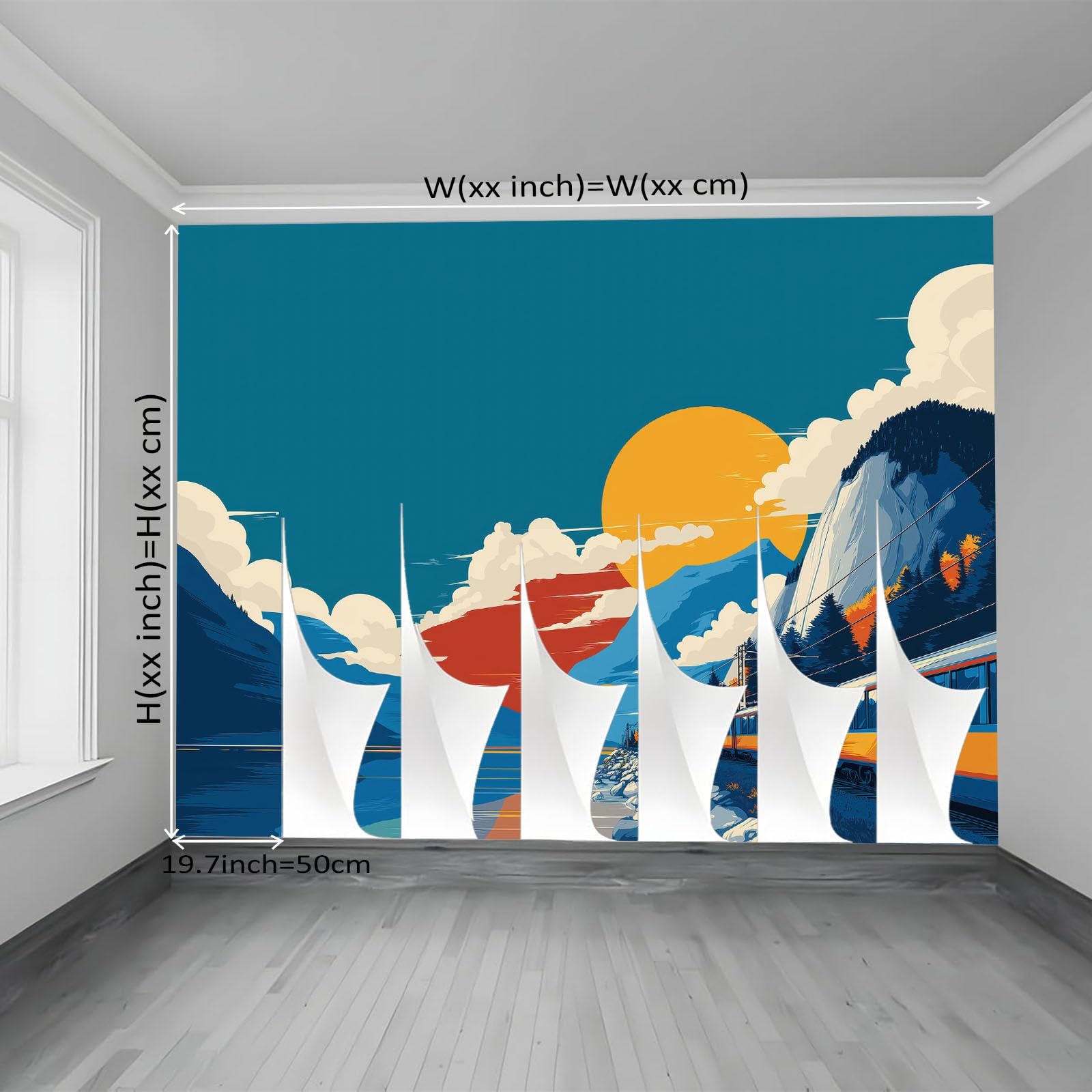 Fototapeta XXL z włókniny 400 x 280 cm, góry i jeziora, nowoczesna tapeta do dużego salonu i loftu, kolorowa