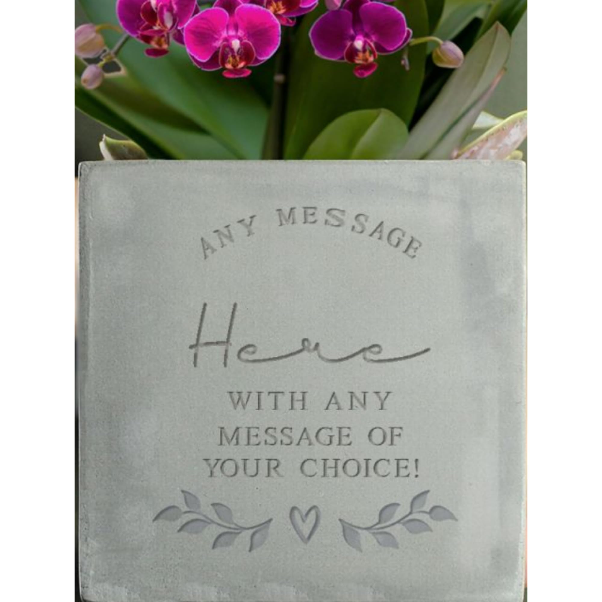 Concrete Planter. Personalised Indoor Plant Pot. Engraved with any message over 5 lines