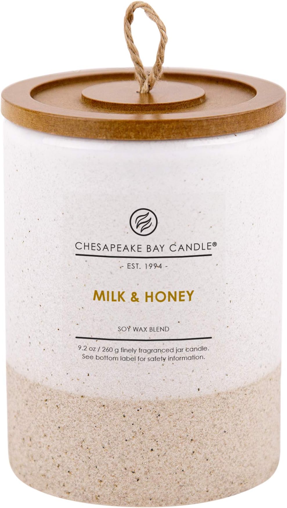 Chesapeake Bay Candle Scented Ceramic Jar Candle with Lid, Milk & Honey, Small, White