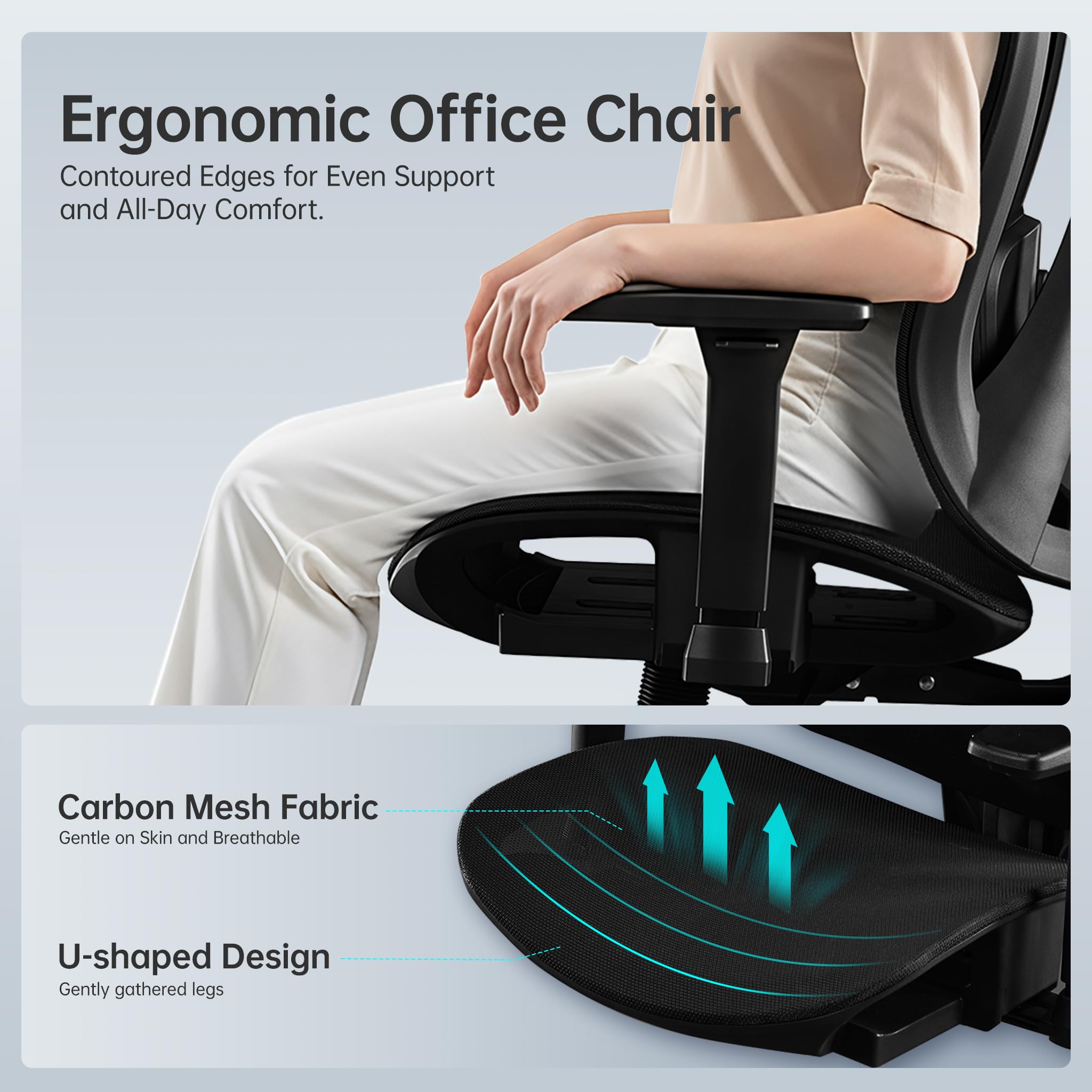 STOOLINK Sedia Ufficio Ergonomica con Supporto Lombare 3D e Braccioli 3D Regolabili, Sedia Scrivania Computer Girevole con Ruote in Rete di Carbonio con Poggiatesta Regolabile per Ufficio e Casa