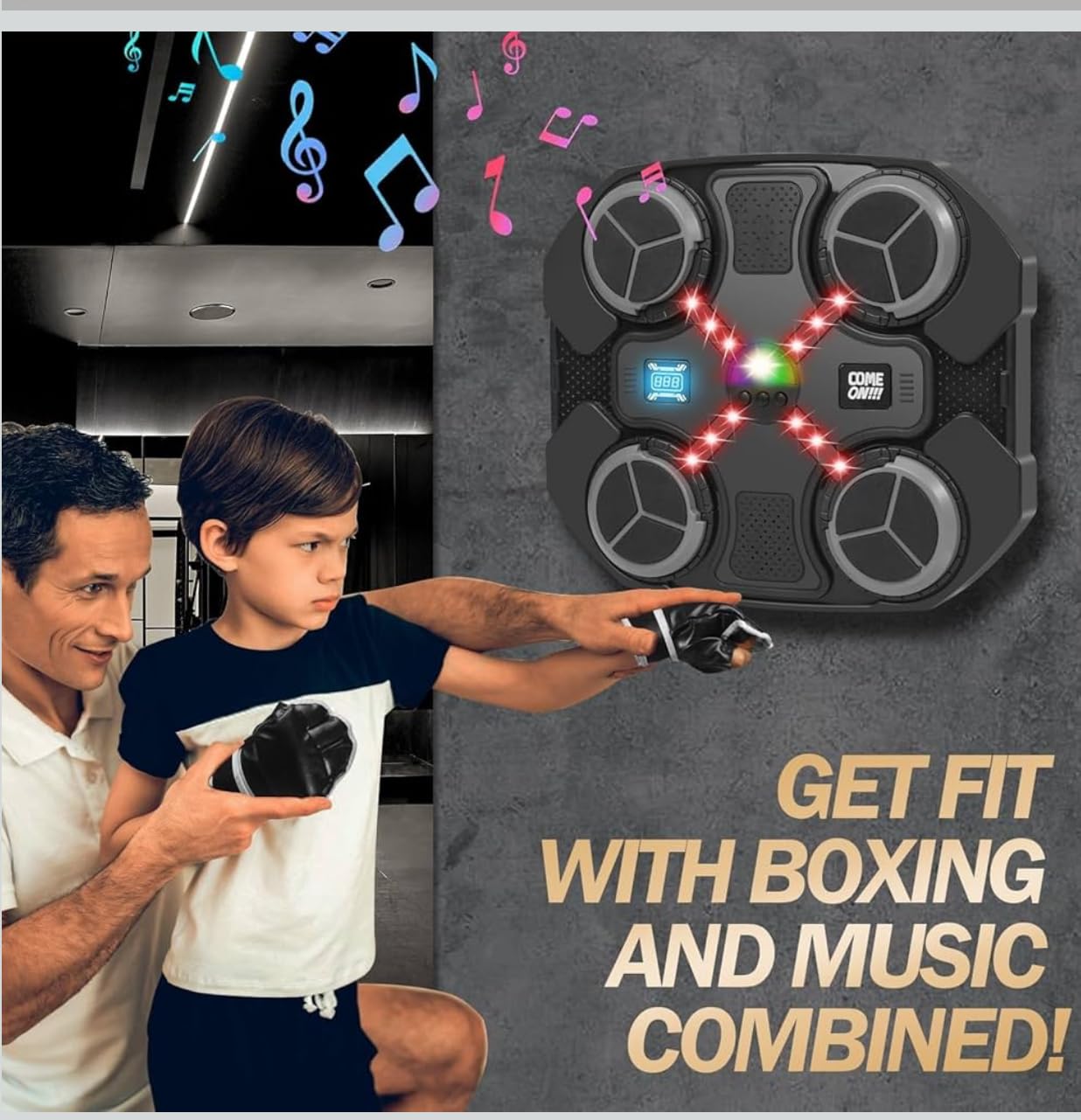 Macchina Da Boxe Musicale Da Parete Con Luci LED E Bluetooth – 12 Velocità, Professionale Per Adulti E Bambini (Blu) - 4