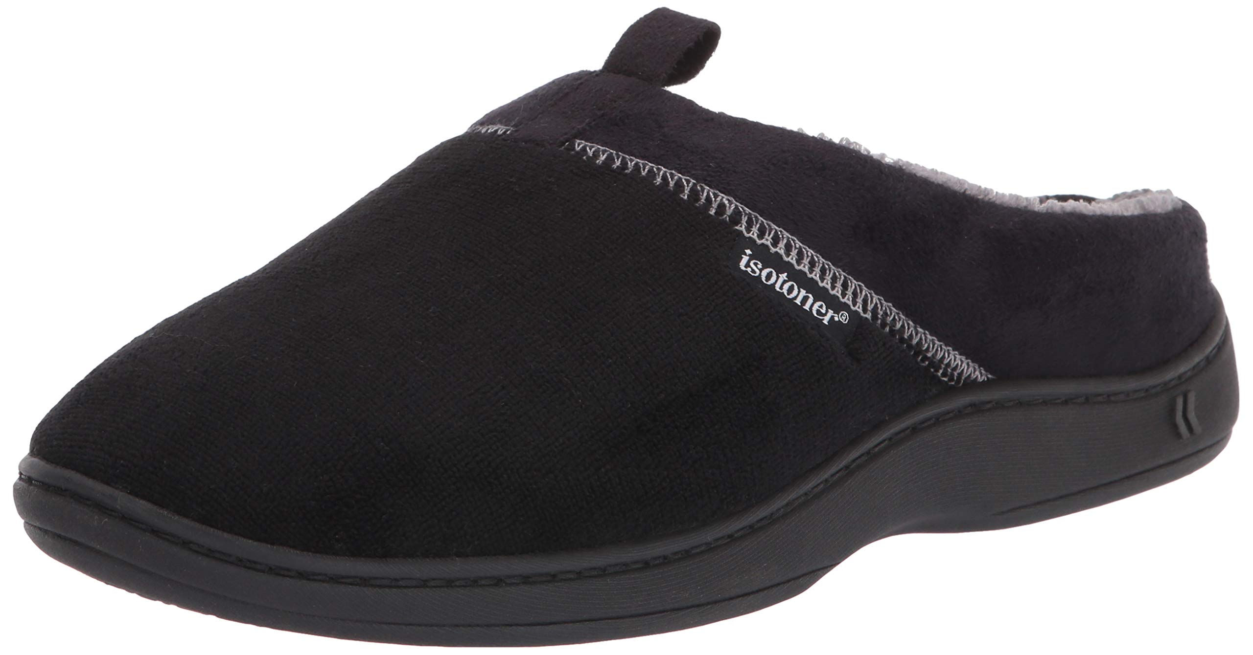 IsotonerMen's Microterry Jared Moccasin Slippers with Memory Foam, Black, XXL