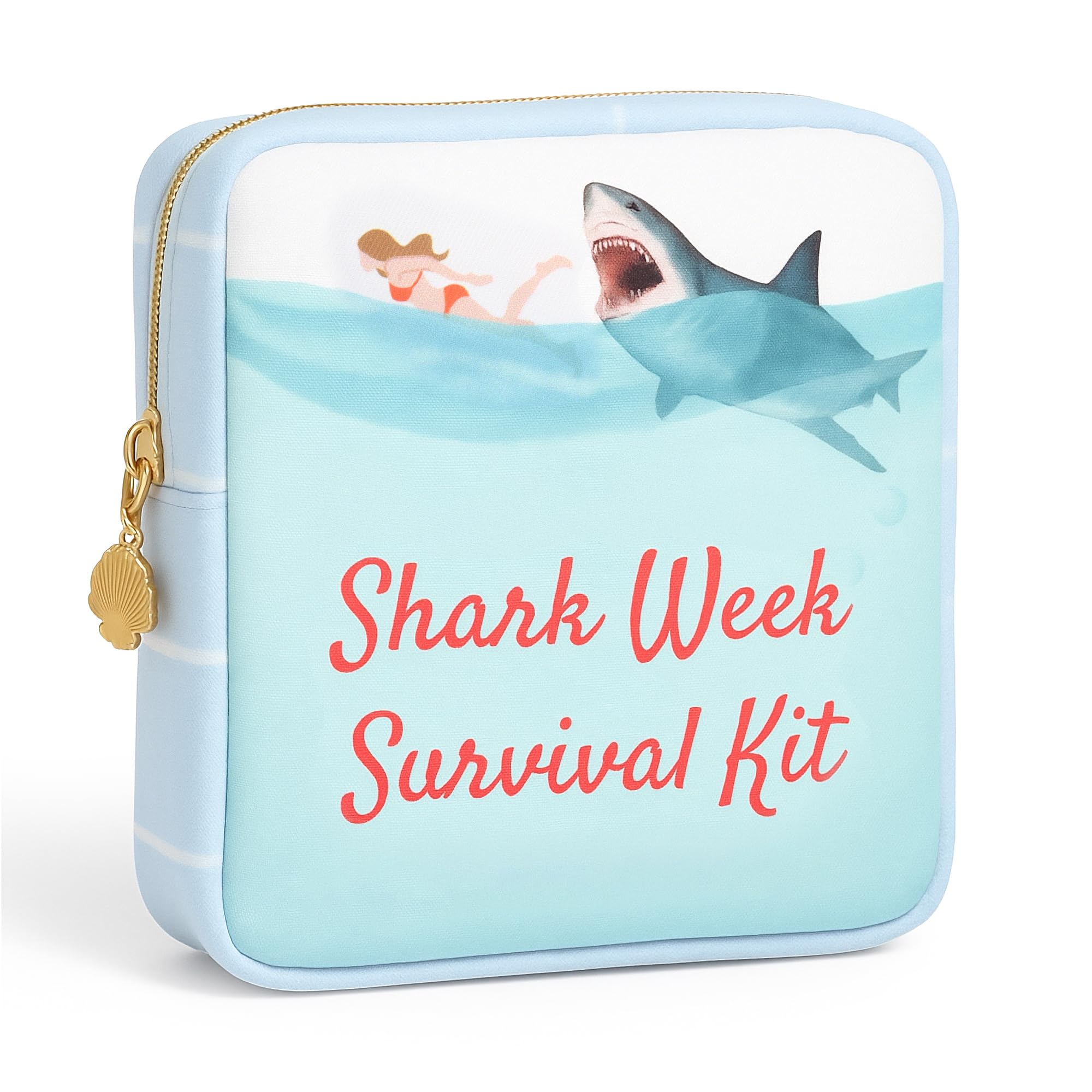 Period Bag for School – Compact Discreet Tampons & Pad Pouch with Waterproof Lining, Cute & Stylish Period Pouches for Teen Girls for School and Travel, First Period Kit (Shark Gifts)