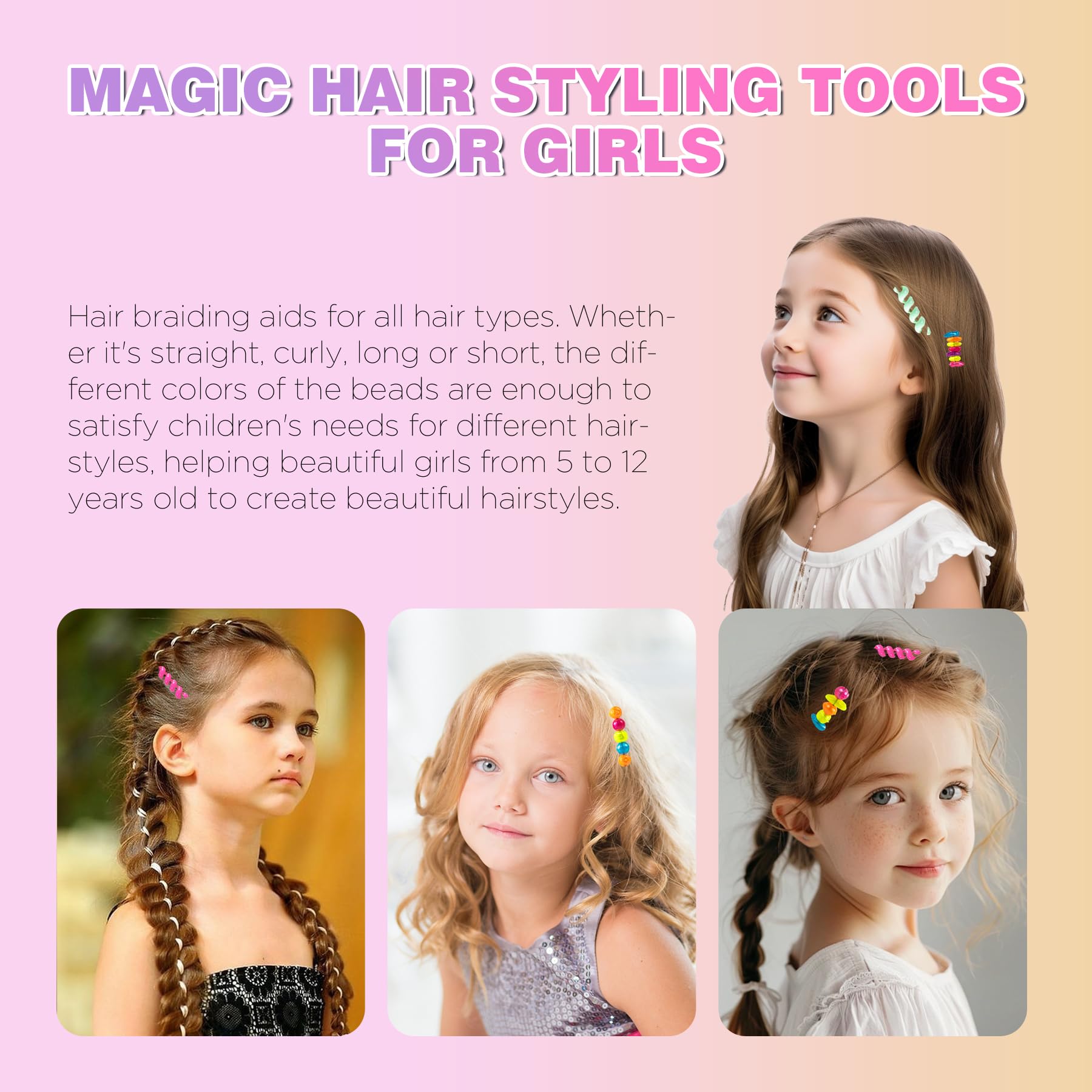 Machine Tressage Peigne Rubans Perles Machine A Tresse Enfant Kit De Tressage Automatique Pour Enfants - Machine à Strass Et Accessoires Cheveux - Cadeau Créatif 5-12 Ans Cadeau Fille 12 Ans Barbie Tresse Magique