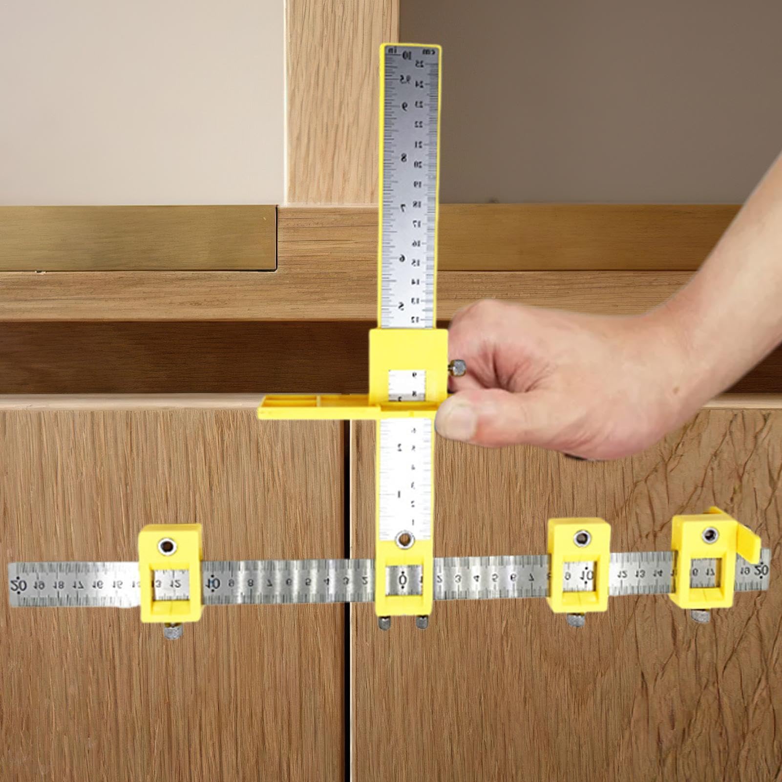 Dispositivo de armario para manijas y tiradores de puerta de armario - Herramienta de localizador de perforación de madera | Guía de perforación de punch Locator ajustable, guía de