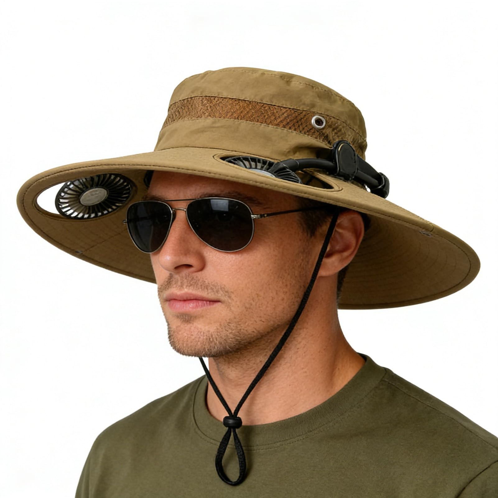 Sombrero de playa, gorra de ala ancha con carga USB, sombrero de sol refrescante con ventilador, para playa, camping, senderismo, correr, jardinería, viajes, vacaciones, festivales