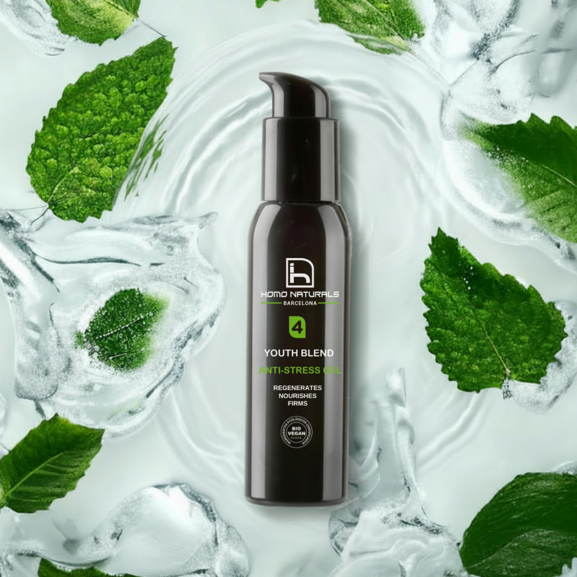 Homo Naturals Gel antiarrugas hombre Natural - Hidratante facial hombre ácido hialuronico y Bakuchiol - Crema cara hombres - Crema antiedad - Tratamiento facial ideal piel grasa - 100 ml (Gel)