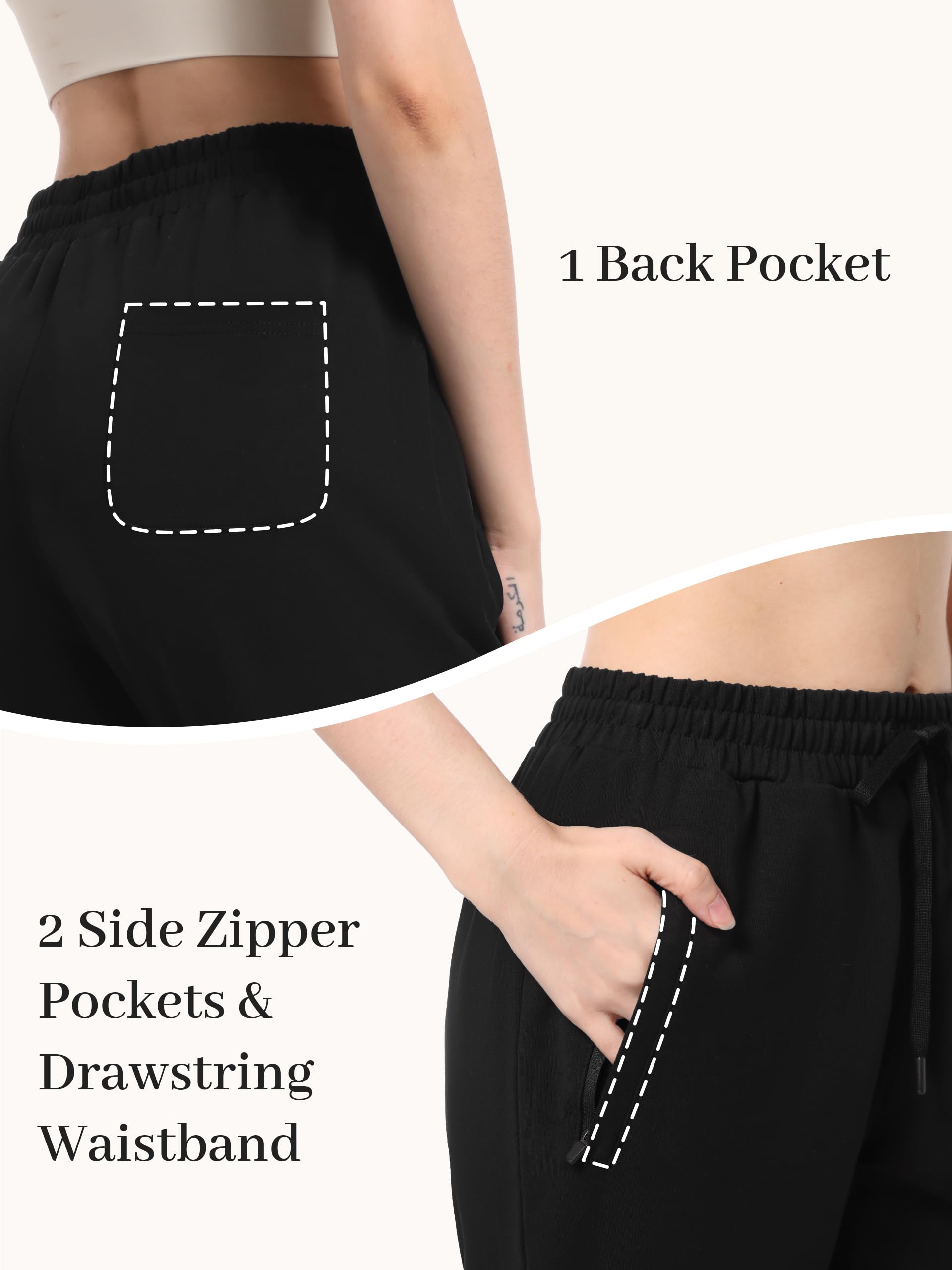 Tapata Damen 66/71cm Jogginghose Lässige Baumwolle Sporthose Geradem Bein Trainingshose Gummizug Yogahose Schlupfhose mit Taschen