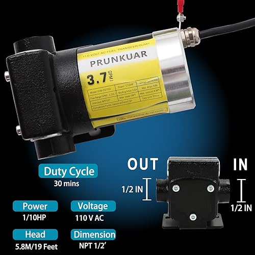 Miniatura 9 de Bomba automática de transferencia de combustible de gasolina de 110 V con bombeo hacia adelante y hacia atrás, bomba de transferencia de combustible