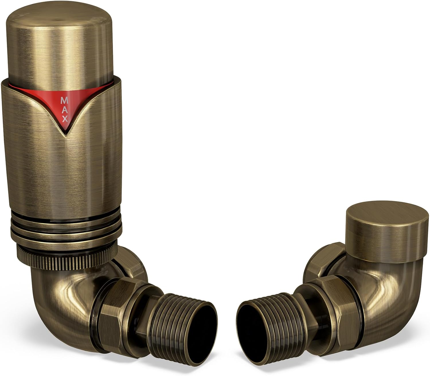 UK Radiators Antique Brass Thermostatic Radiator Valve and Corner