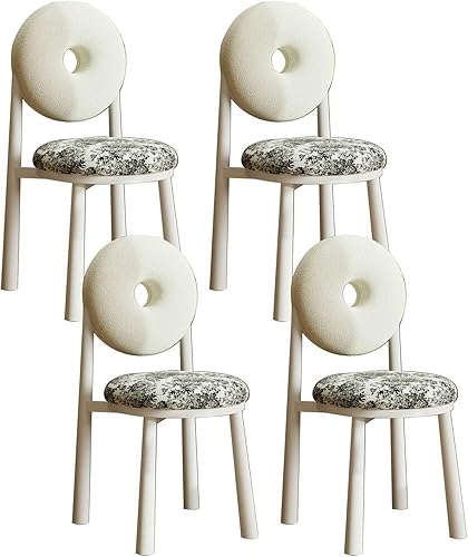 Miniatura 45 de JKGHK Donut Dining Chairs, Upholstered Kitchen Chairs with Back, Armless Living Room Chair with Metal Legs, Plush Accent Chair for Bedroom, Balcony,