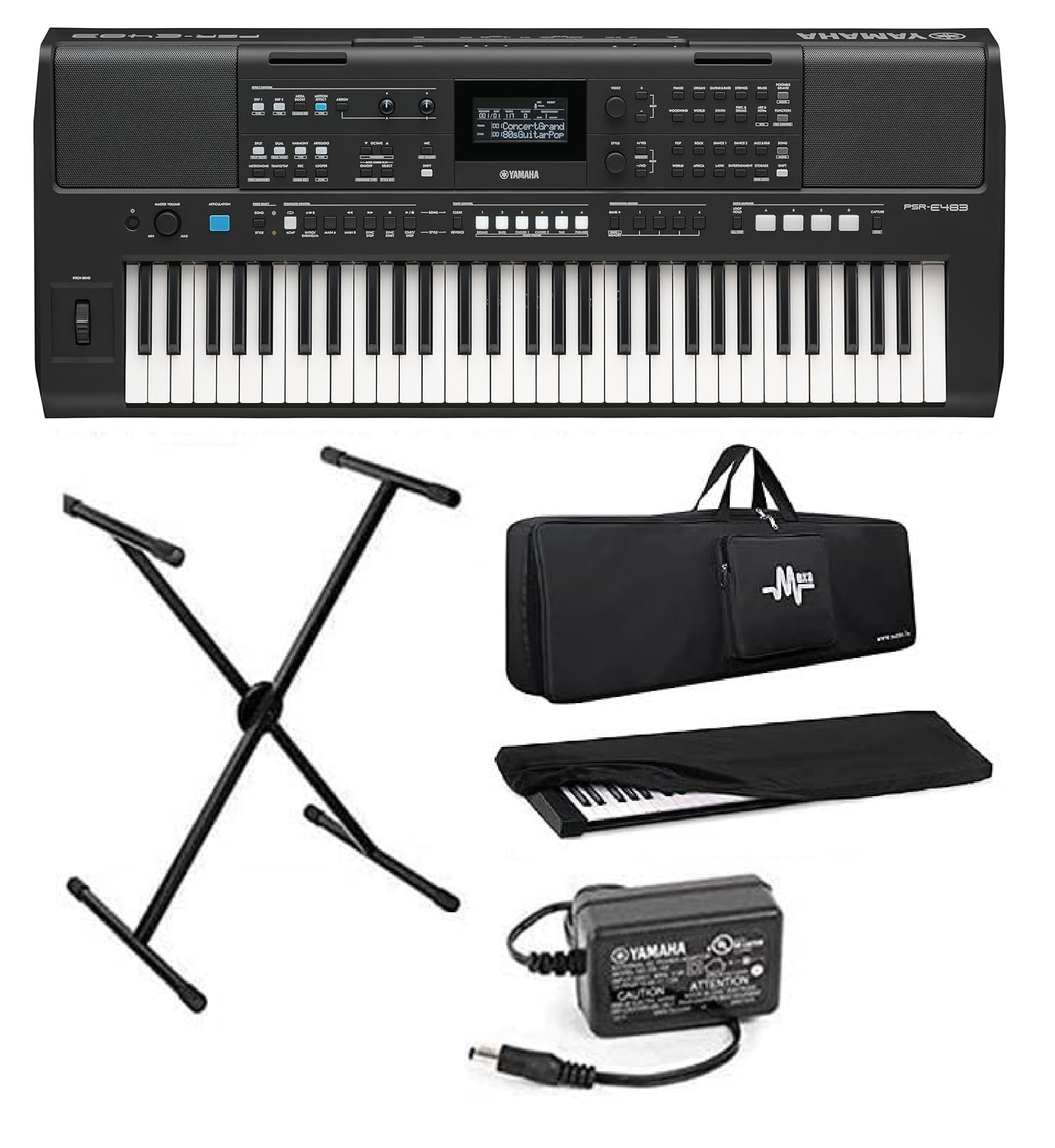.Yamaha. PSR-E483 Keyboard Digital Portable 61-Keys With Mexa Keyboard Bag, Stand, Dust Cover, & Power Adapter.-picture-29