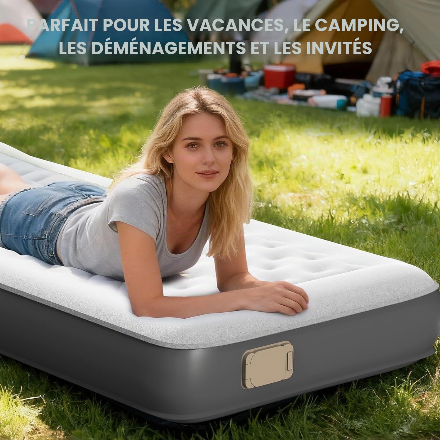 HiiPeak TPU Matelas Gonflable 1 Place Autogonflant Pour invités et Camping – Lit Gonflable 1 personne Portable jusqu'à 300 kg avec Pompe électrique Rechargeable integrale sans Fil