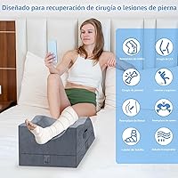 Vista 5 de Almohadas de elevación de piernas, almohada de cuña para después de la cirugía, soporte de piernas de espuma viscoelástica ajustable, cuidado cómodo
