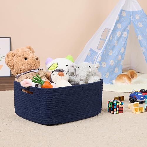 Miniatura 75 de Cestas grandes de almacenamiento para estantes, organizadores de armario, para ropa, manta, toallas, guardería, caja de juguetes, cestas de cuerda