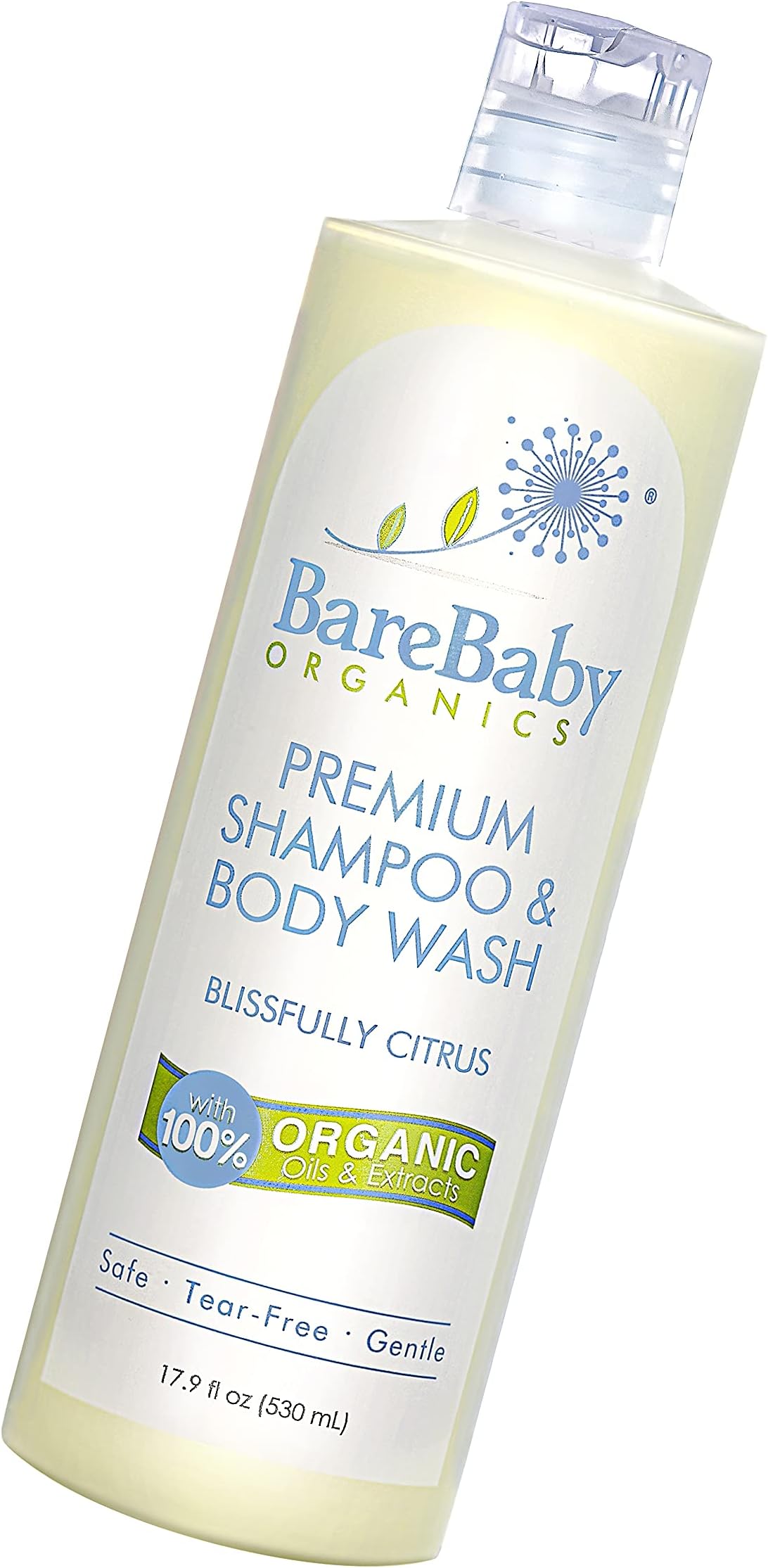 Organic Baby Shampoo & Body Wash with Aloe, Cucumber, Citrus Essential Oils – Safe, Gentle, Tear Free – Eczema Friendly – Paraben, Dye, Gluten, and Sulfate Free – 17.9 oz