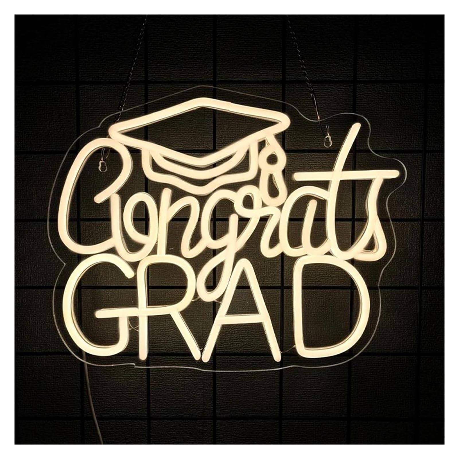SHOUXI Sign Lamp Congrats Grad Neon Sign, Light for Prom Party, Photos, Class of Celebrations, for Dorm Backdrop Decor 35cmх28cm