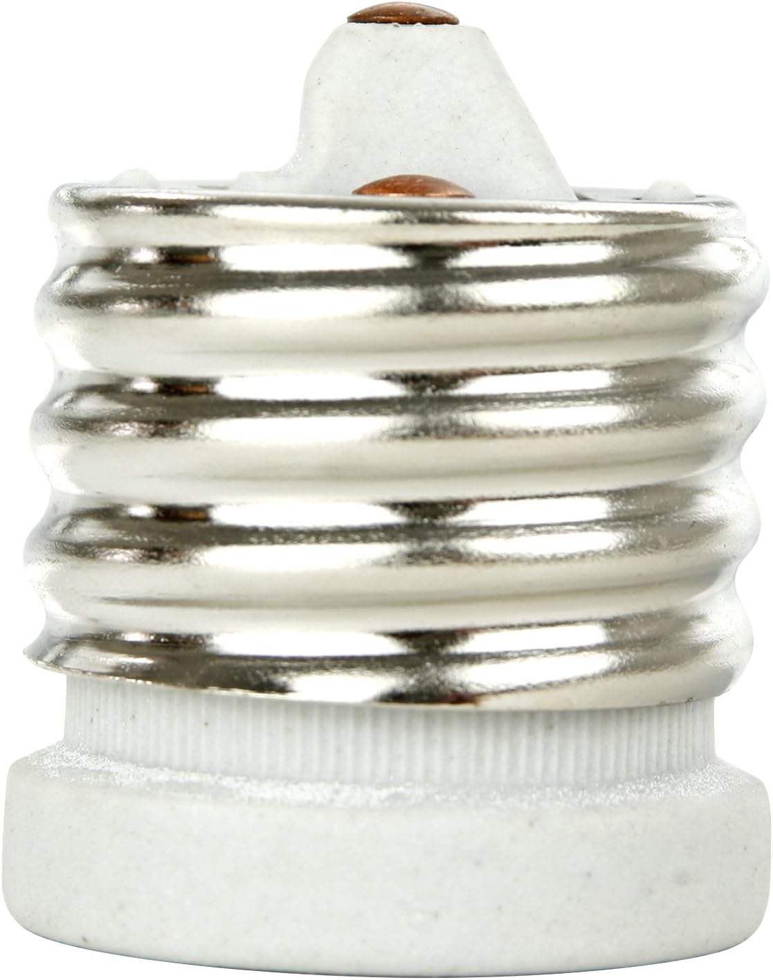 Sunlite 04053 E129 Medium Base (E26) to Mogul Base Socket Adapter (E39), Ceramic and Metal Construction, Use with Incandescent and Fluorescent Bulbs, Easy to Install, UL Listed