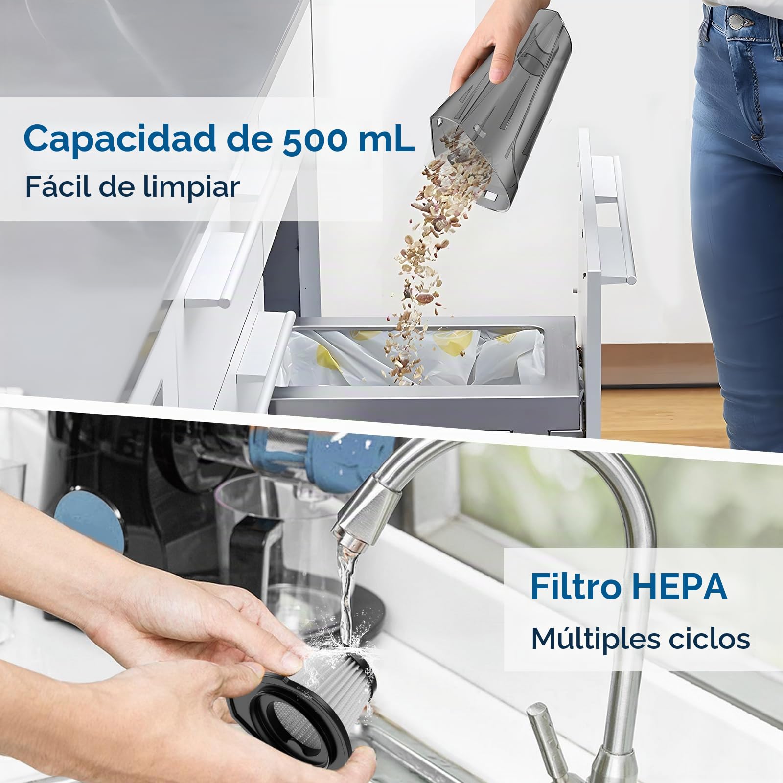 Aspirador Inalámbrico Mini Portátil Asiento Coche 7500-10000PA Potente Aspiración Aspirador de Mano Húmedo Seco Recargable Ligero Hogar Oficina Teclado Alfombra Mascota Pelo USB