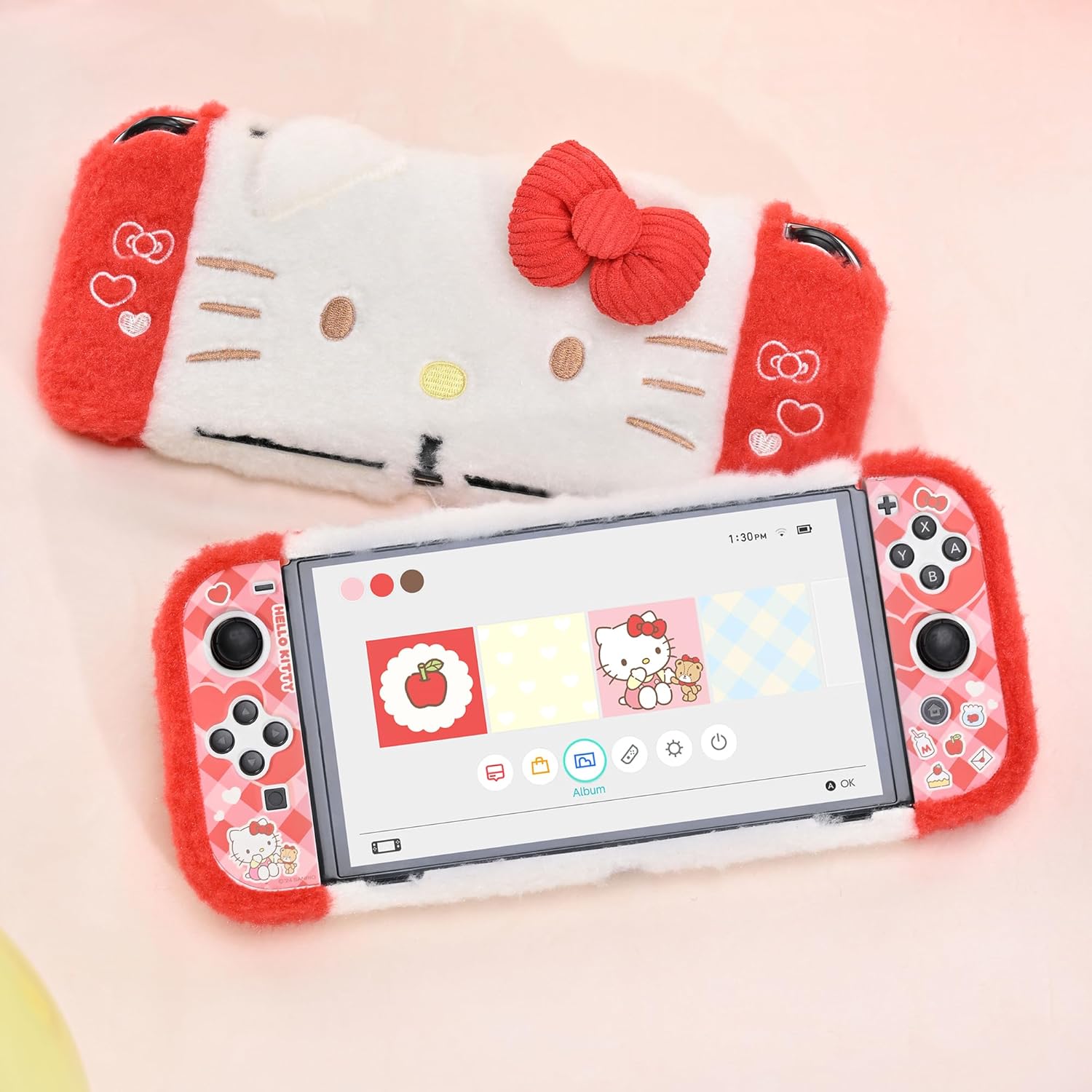 Plush Protective Case for Switch OLED,Kawaii Hard PC Slim Cover Case Compatible with Switch OLED Console and Joystick - HLK - Image 5