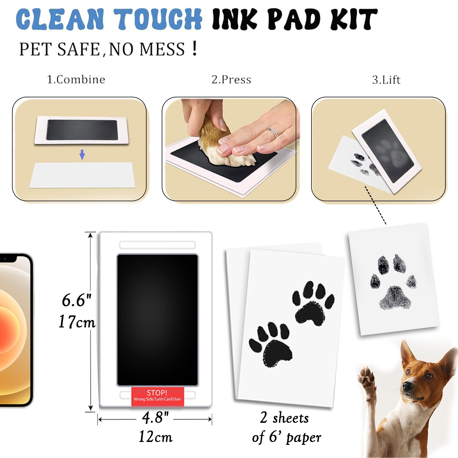 Glad Gua Pet Memorial Photo Frame, Wind Chimes, Wooden Heart Tag, Pet Paw Print Kit fot Dog & Cat - Image 4
