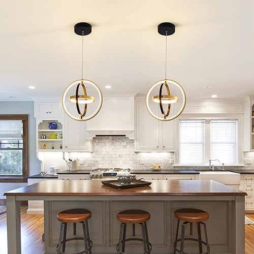 Miniatura 7 de Candelabro LED moderno para bricolaje, lámpara creativa ajustable para colgar, anillo redondo, 3 anillos, 4000 K, luz blanca cálida para comedor,