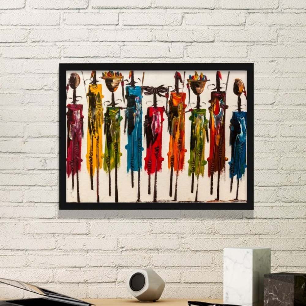 Art primitif Africain guerrier cadre photo deco murale medium