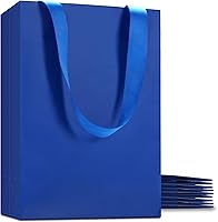 Vista 24 de Bolsas de regalo blancas con asas, 20 bolsas de regalo de papel blanco de 5.25 x 3.75 x 8 pulgadas con asas de cinta a granel, bolsa de papel kraft