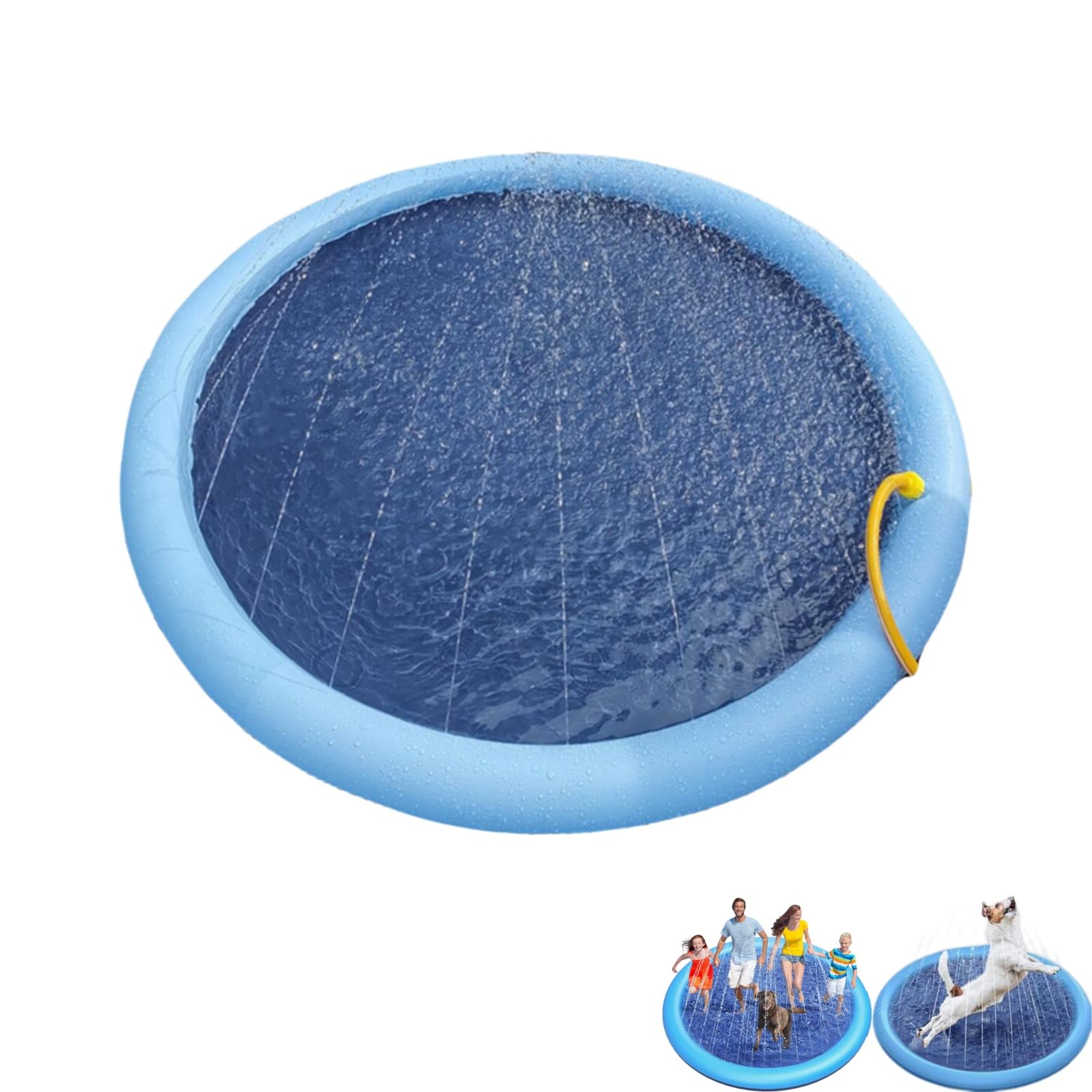 Woofipool Dog Paddling Pool, Garden Outdoor Portable Sprinkler Play Mat Outside (150 * 150cm)