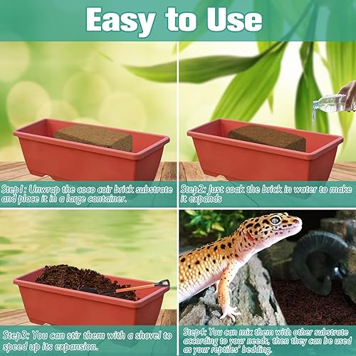 Miniatura 4 de Halatool Paquete de 2 sustratos orgánicos de fibra de coco para reptiles, sustrato de leopardo Gecko, cáscara de coco, terrario, ropa de cama para
