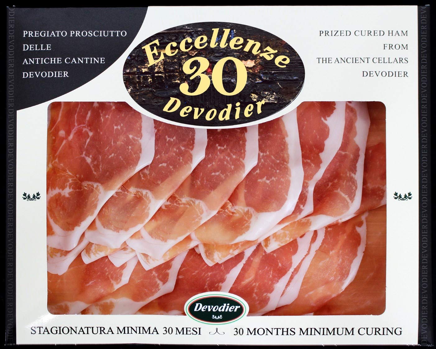 Prosciutto Italiano DEVODIER Riserva Eccellenze 30 mesi affettato min. 30 mesi - Confezione da 10 Vaschette