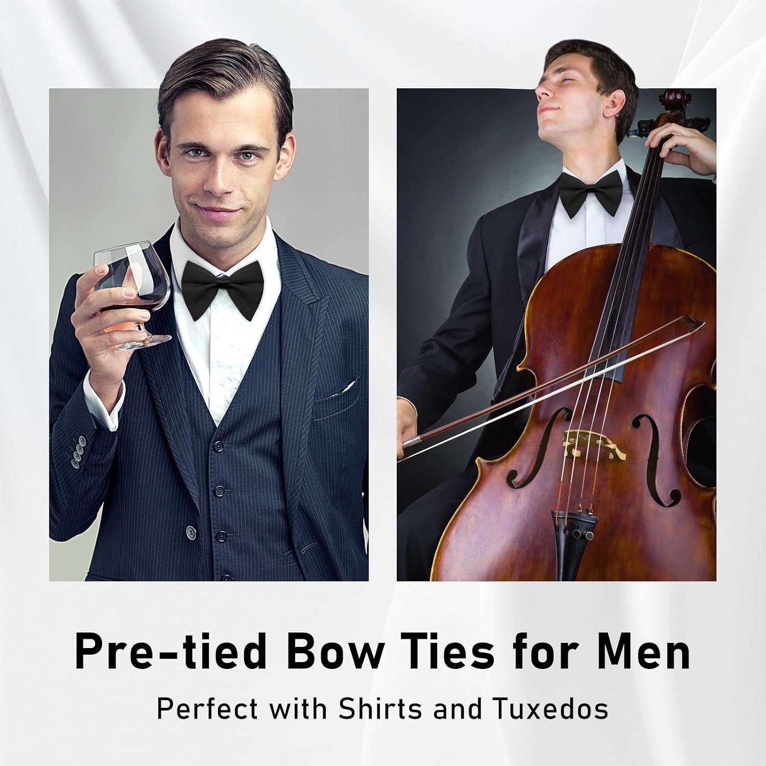 LJBFNN Oversized Bow Ties for Men, Mens Bow Tie Adjustable Clip on Pre-Tied Bowtie Solid Color Bowties for Wedding Party Prom