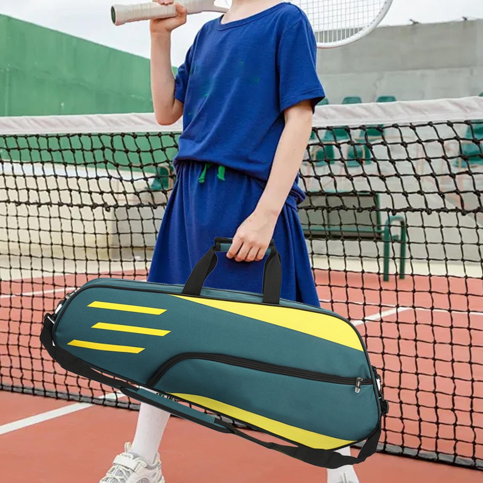 Borsa da badminton – Borsa da tennis per 3 racchette da badminton | Borsa da trasporto per badminton a tracolla impermeabile, borsa protettiva per racchette da badminton, sa