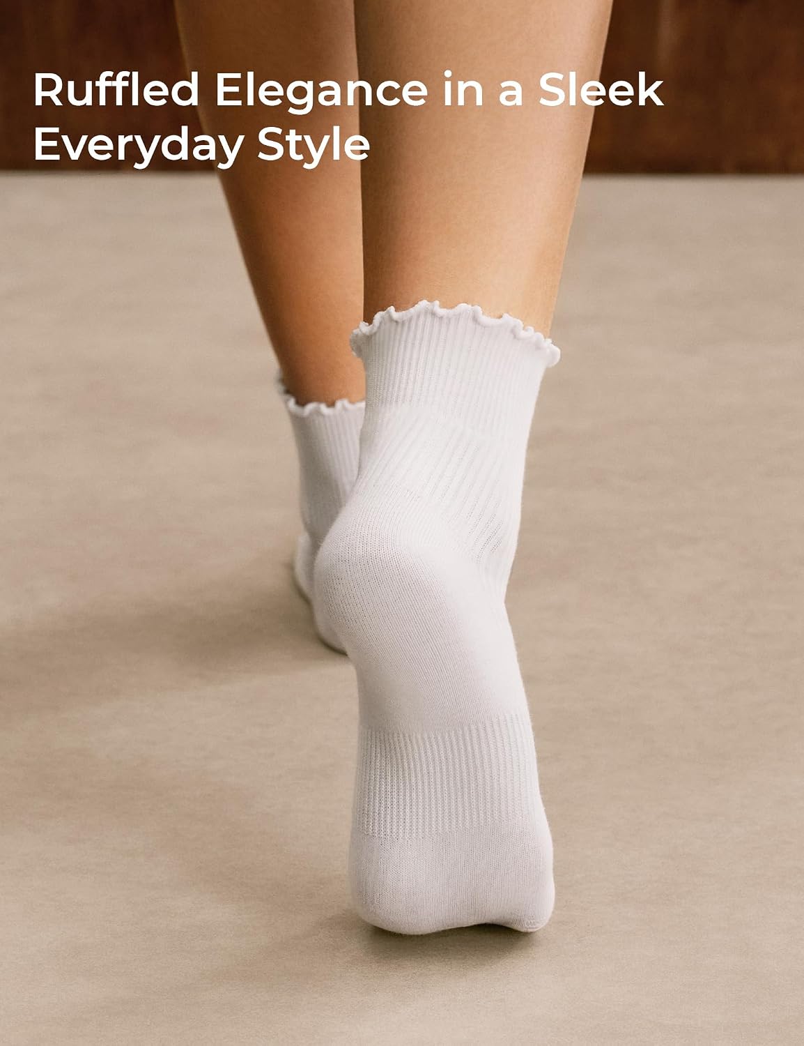 CS CELERSPORT Womens Ruffle Socks, Ankle Cute Cotton Frilly Socks, Soft Breathable Casual Lettuce Edge Socks
