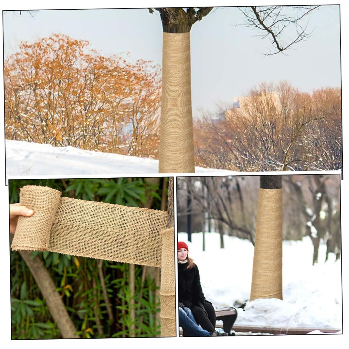 Shelter Protezione Piante in Lino Naturale Avvolgimento in Juta per Alberi e Alberi da Frutto, Protezione Solare e Nutrizionale per Giardinaggio in Autunno