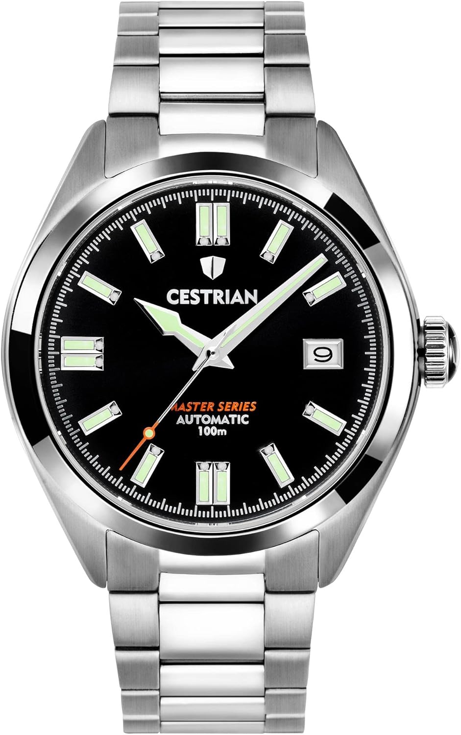 Cestrian Master Series Black Dial Steel Bracelet Automatic 100M Water Resistant Mens Watch