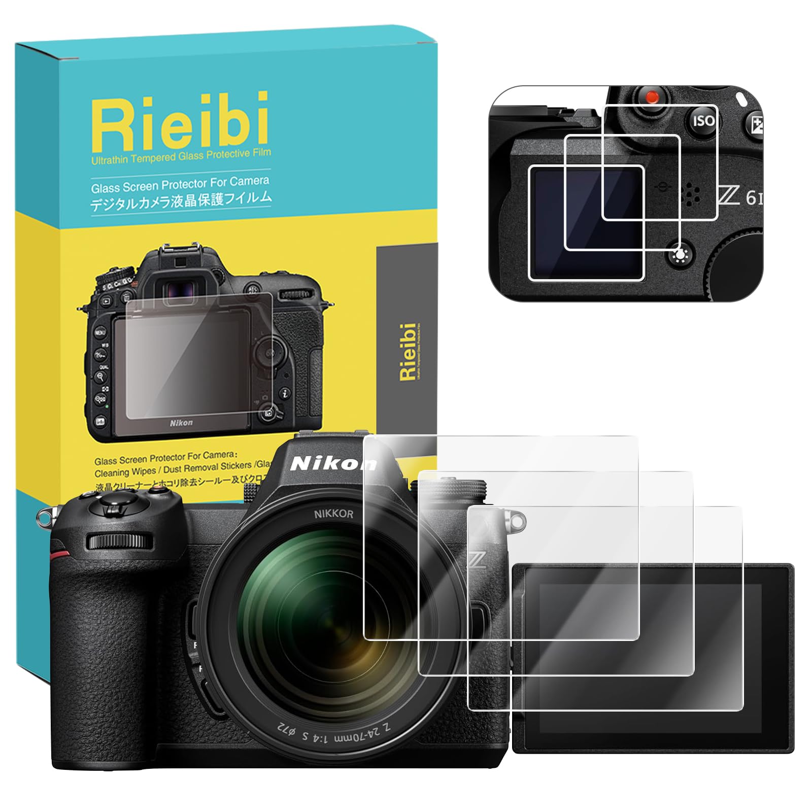 Kit Di 4 Pellicole In Vetro Temperato Per Nikon Z6III – 2 Per Display Principale E 2 Per Schermo Superiore, Idrorepellenti E Antigraffio