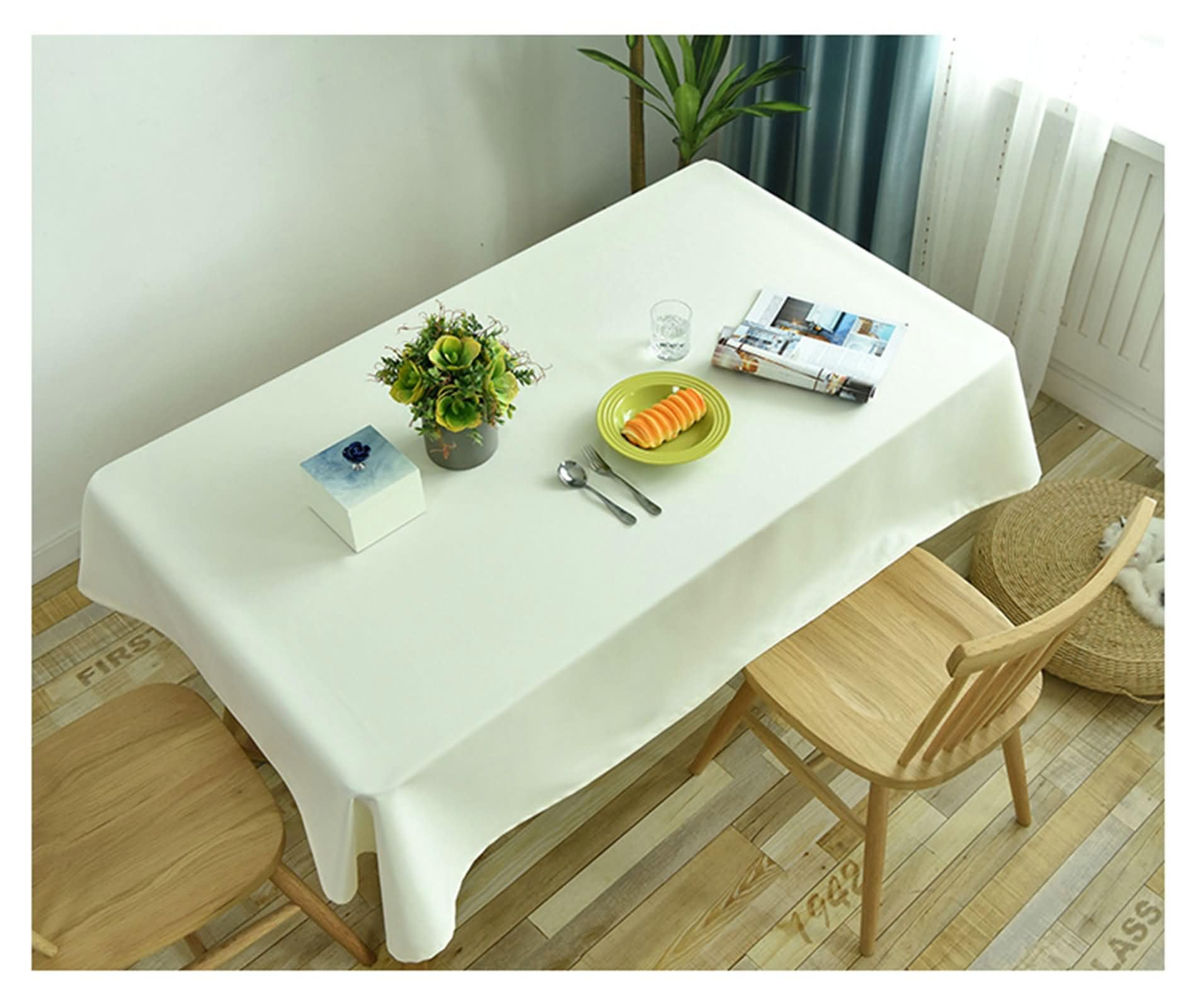 Nappe blanche de qualité supérieure 140x220 cm en polyester durable Beydodo